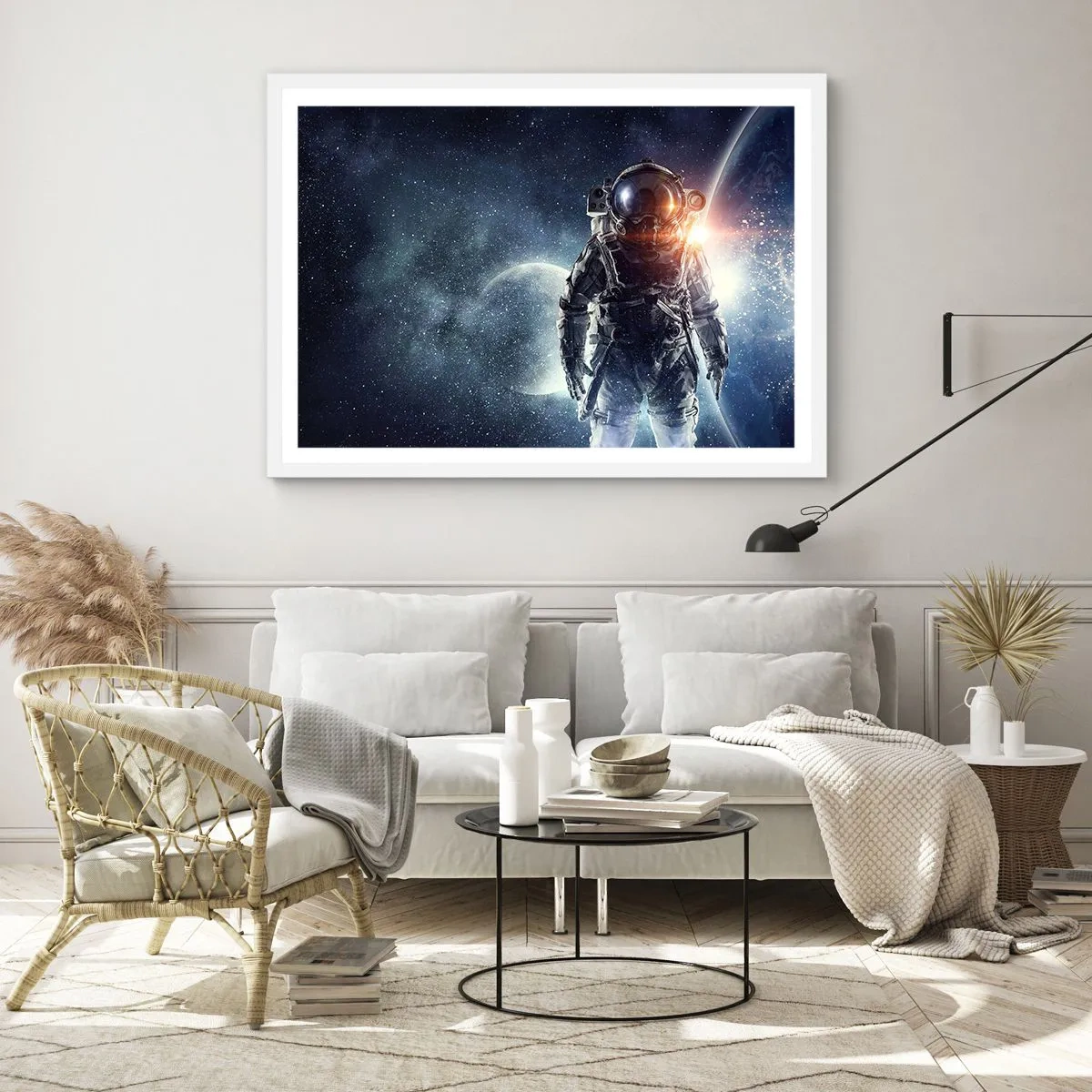 Poster în ramă albă - Aventură spațială - 100x70 cm