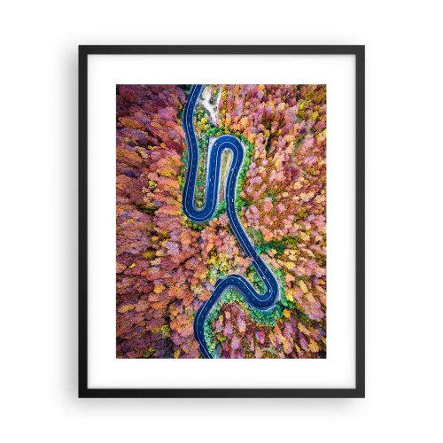 Poster în ramă neagră - Un drum șerpuit prin pădure - 40x50 cm