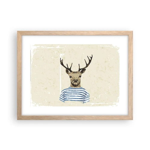 Poster în ramă de stejar deschis - Pentru că îmi plac cămășile cu dungi! - 40x30 cm