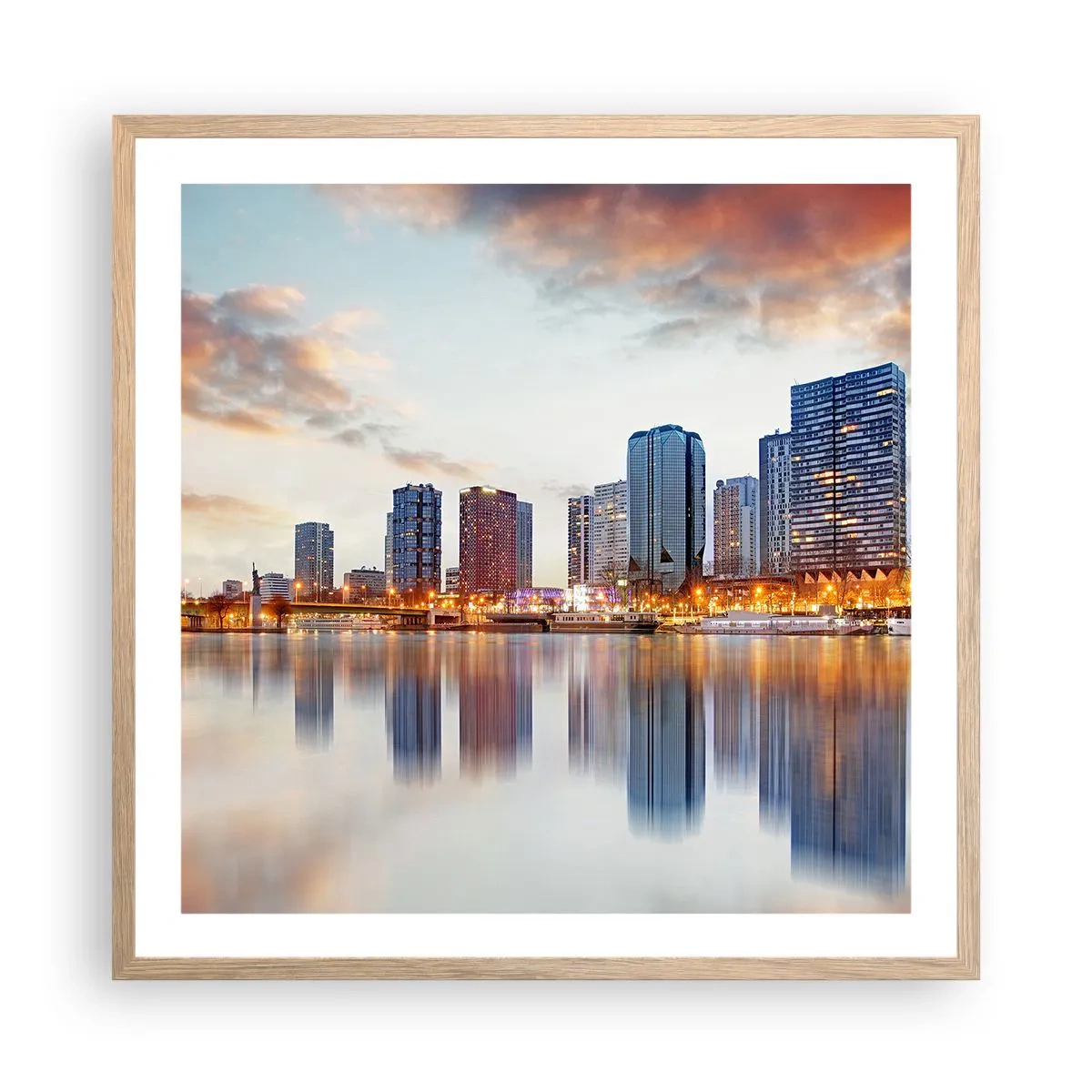 Poster în ramă de stejar deschis - Calmul monumental al Parisului - 60x60 cm