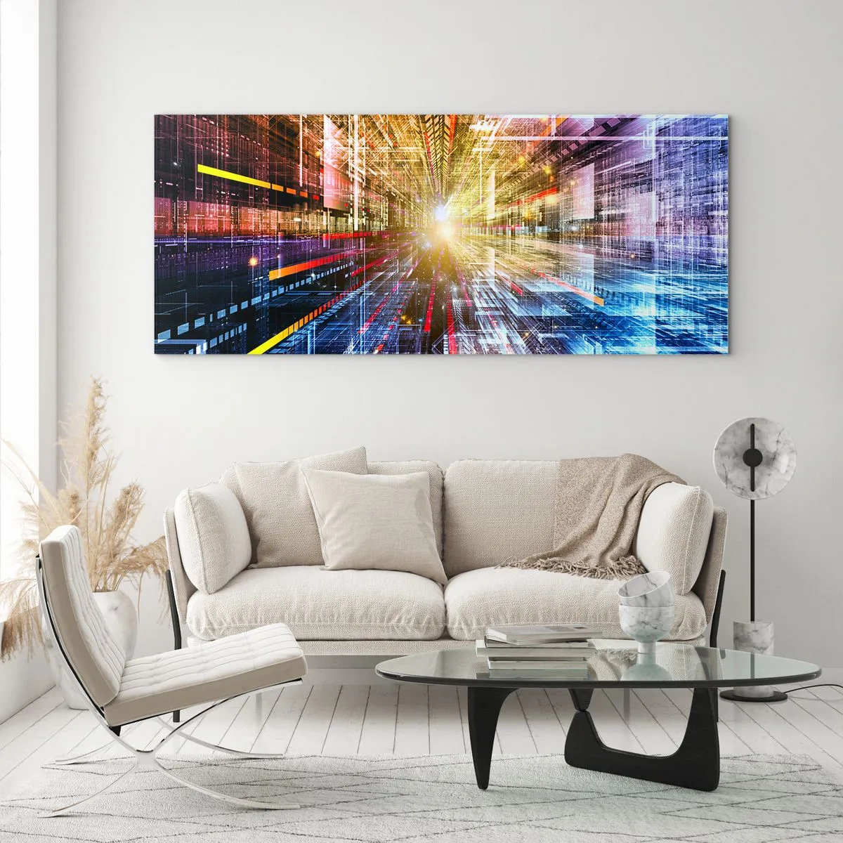 Tablou pe sticlă - Coridor luminos - 160x50 cm