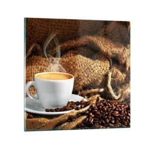 Tablou pe sticlă - Mirosul de mokka și densitatea lichidului de miere - 60x60 cm