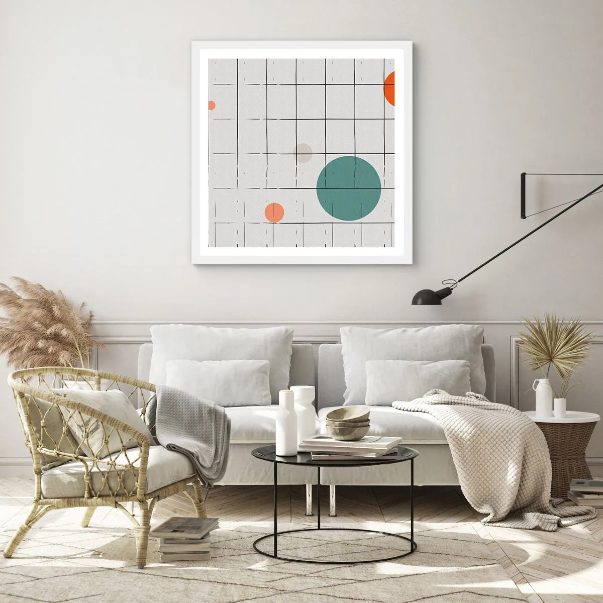 Poster în ramă albă - În capcană. Noi sau ele? - 60x60 cm