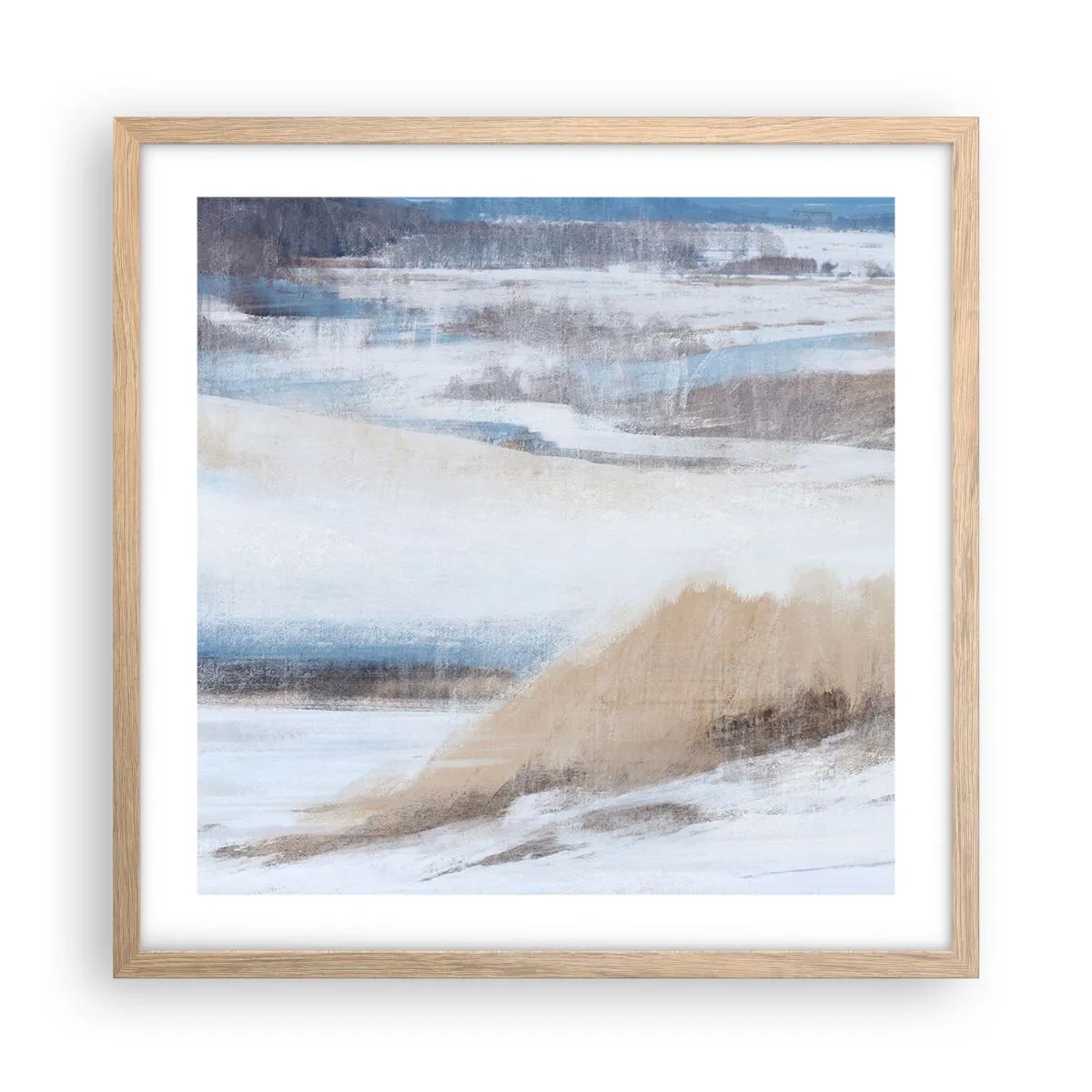 Poster în ramă de stejar deschis - Compoziție de iarnă - 50x50 cm