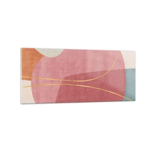 Tablou pe sticlă - Compoziție pastel cu fir de aur - 120x50 cm