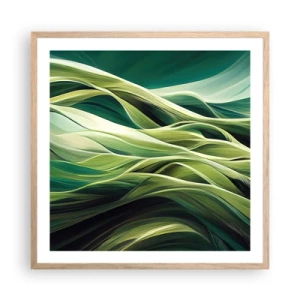 Poster în ramă de stejar deschis - Un joc abstract de verde - 60x60 cm