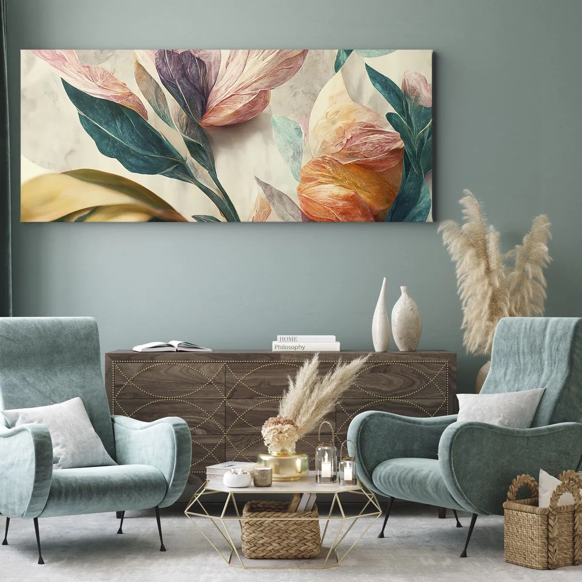 Tablou pe pânză - Flori din insulele sudice - 100x40 cm