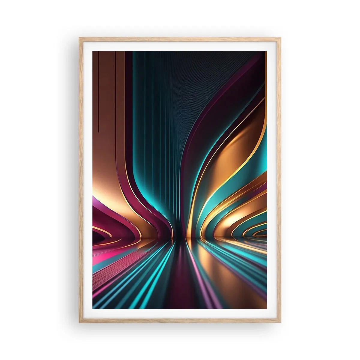 Poster în ramă de stejar deschis - Arhitectură de lumină - 70x100 cm