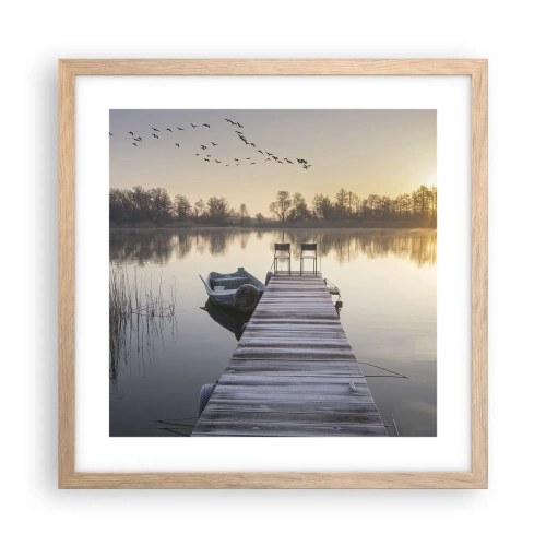 Poster în ramă de stejar deschis - O să mă întorc în curând - 40x40 cm