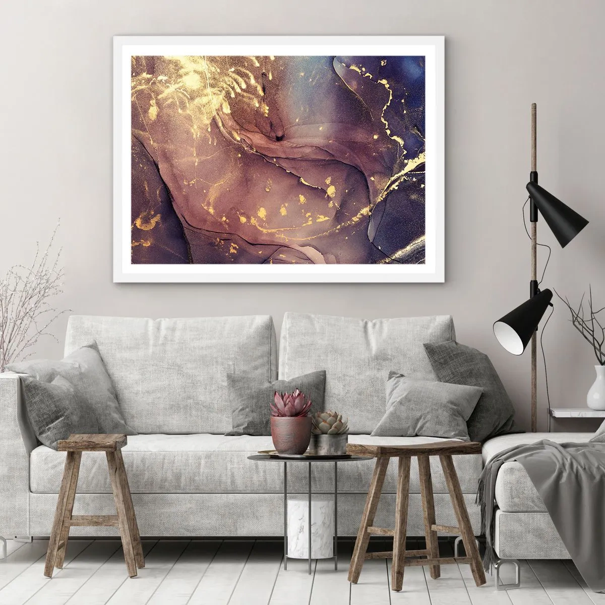 Poster în ramă albă - Materie și spirit - 100x70 cm