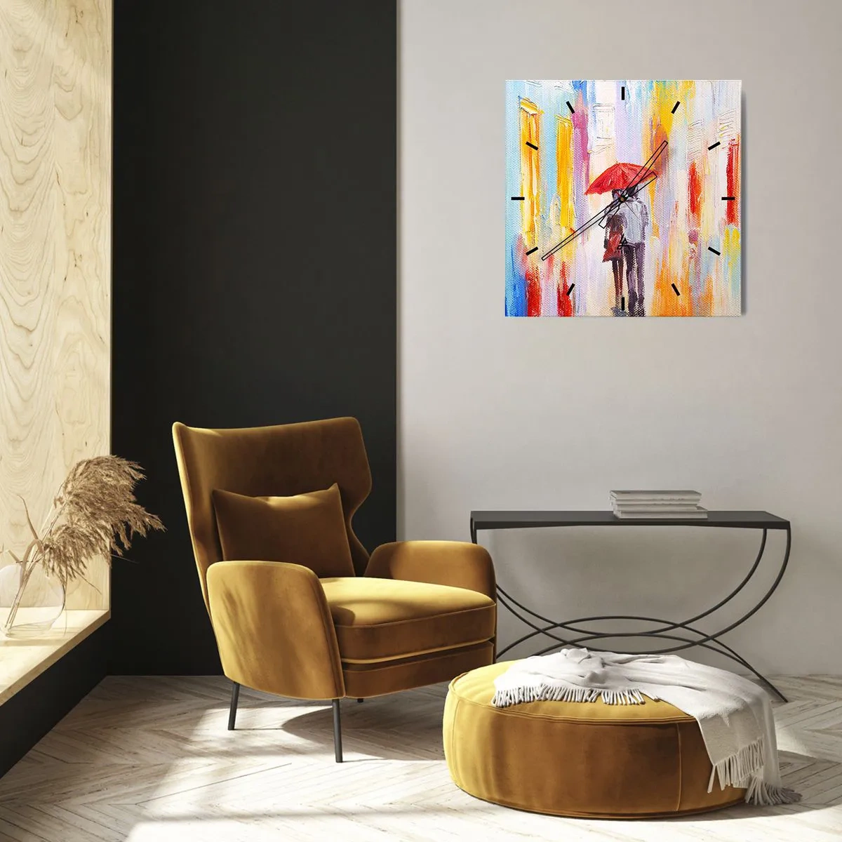 Ceas de perete - Ceas pe sticlă - Să plouă în continuare - 30x30 cm