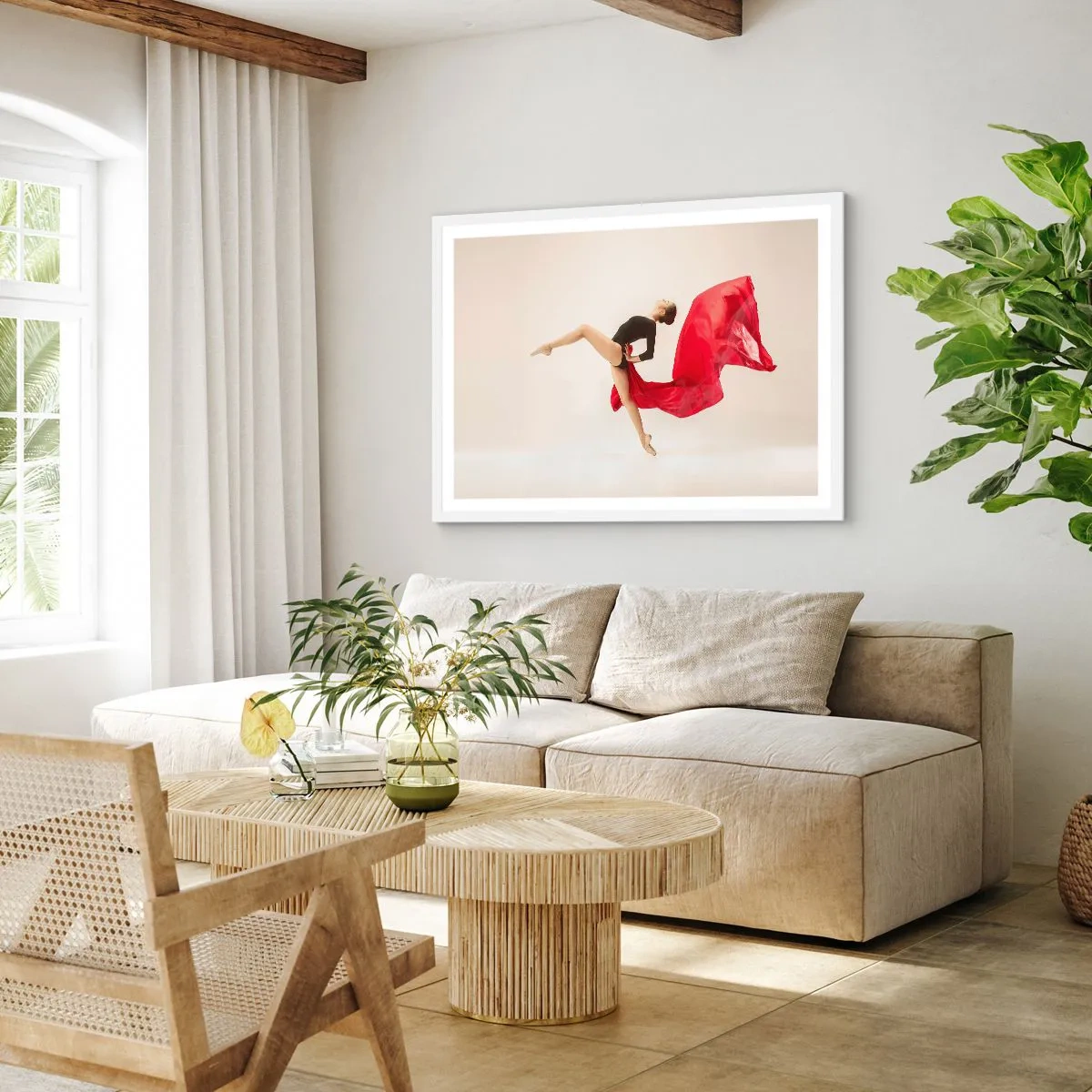 Poster în ramă albă - Roșu și negru - 40x30 cm