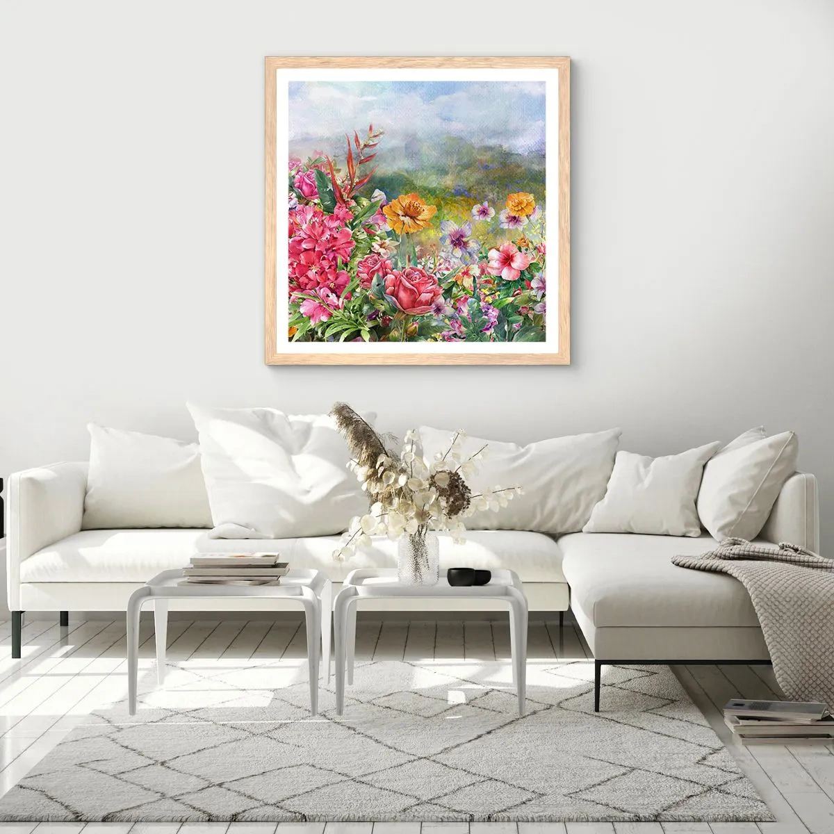 Poster în ramă de stejar deschis - O grădină înnebunită - 30x30 cm