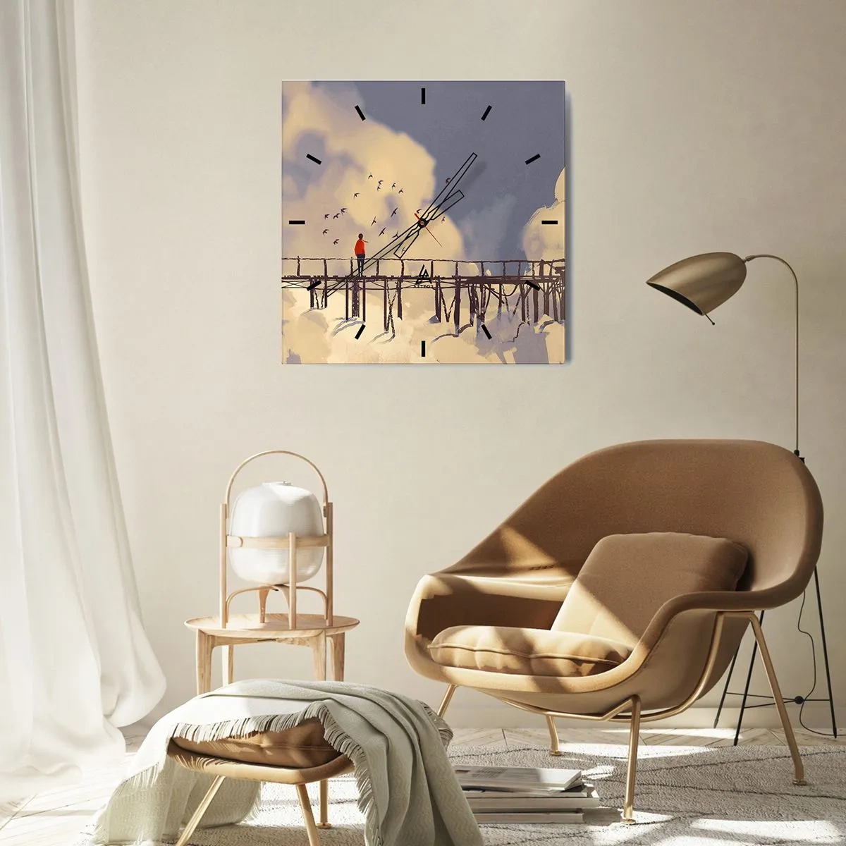 Ceas de perete - Ceas pe sticlă - Dorință albastră - 40x40 cm