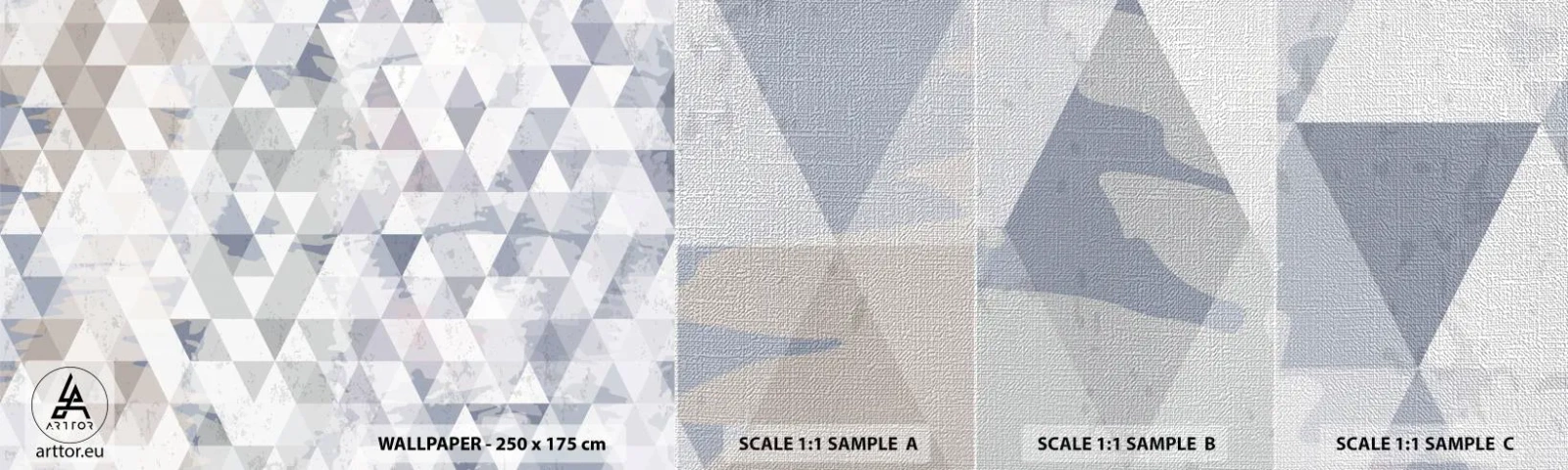 Mostră tapet Premium Canvas - În ritm de trei - Abstracția, Bucată, Triunghiuri - 100x30 cm