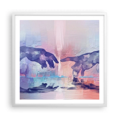 Poster în ramă albă - Scânteia divină a vieții - 60x60 cm