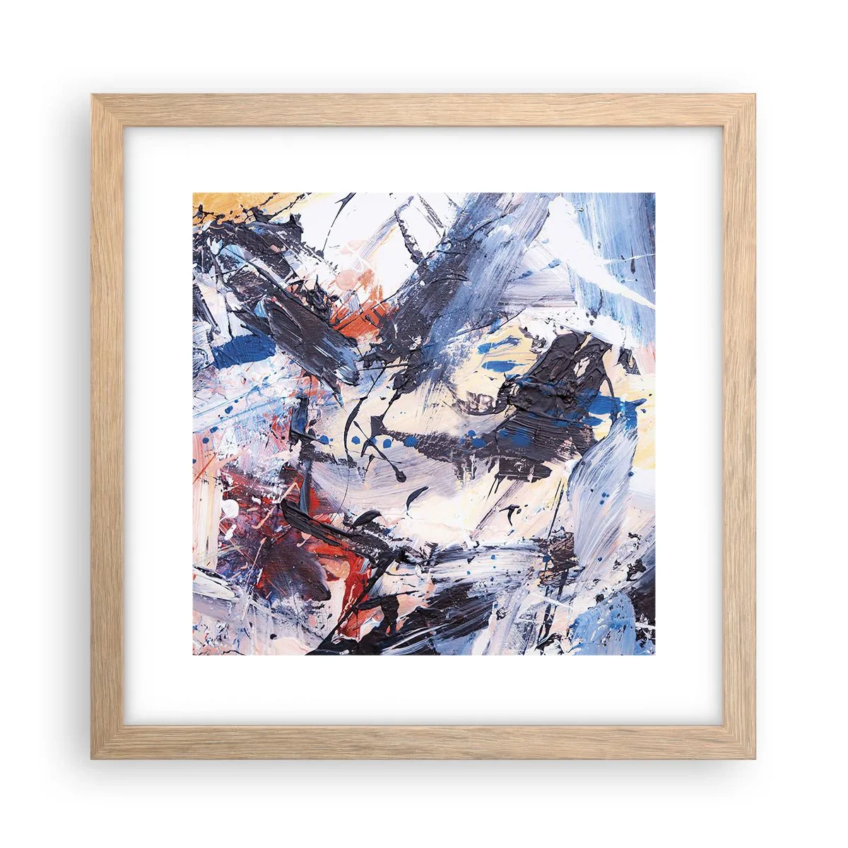 Poster în ramă de stejar deschis - Dansul nebun al abstracției - 30x30 cm