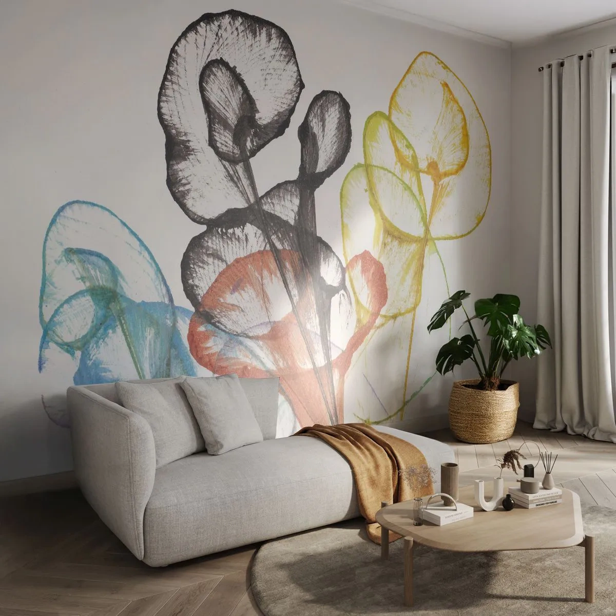 Tapet Premium Sand - Flori cu suflete - Flori, Abstracția, Grafică - 100x70 cm
