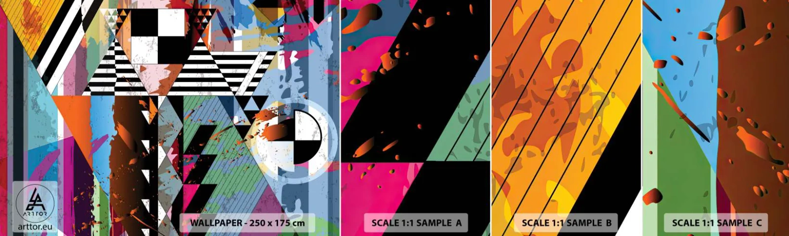 Mostră tapet autocolant Deluxe Sticker - Geometric și organic - Abstracția, Bucată, Artă Modernă - 100x30 cm