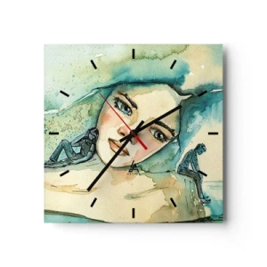 Ceas de perete - Ceas pe sticlă - Am I blue? - 30x30 cm