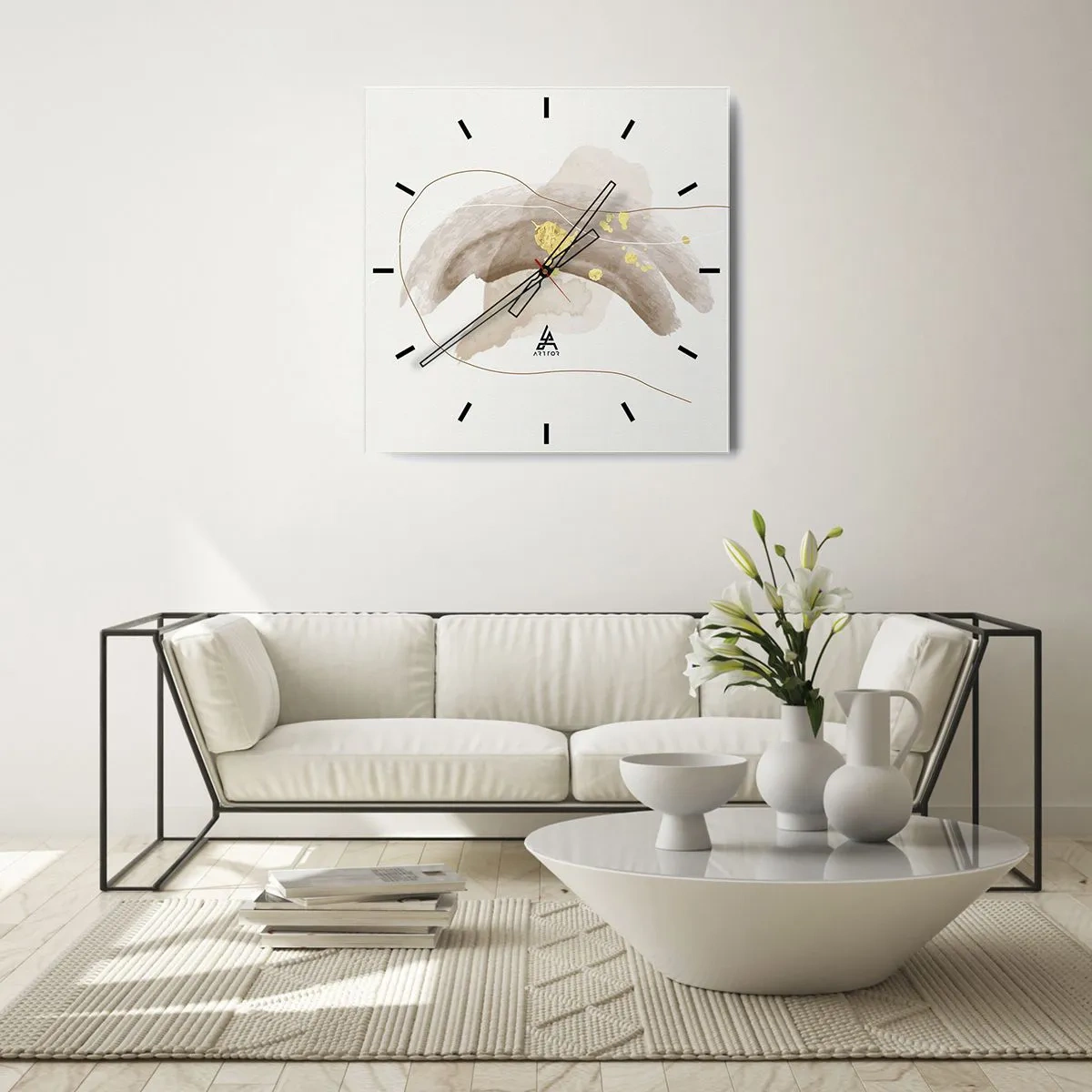 Ceas de perete - Ceas pe sticlă - Întâlnite în spațiu - 40x40 cm