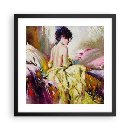 Poster în ramă neagră - Mi-aș muia buzele în paharul cu vin de pe masa ta - 40x40 cm