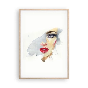 Poster în ramă de stejar deschis - Reflecție într-o picătură de apă - 70x100 cm