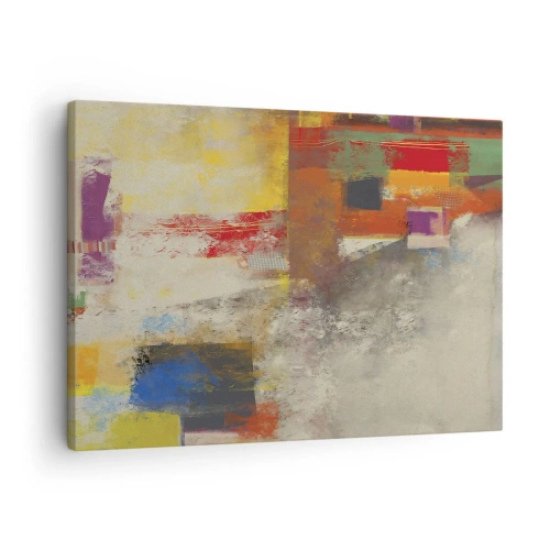 Tablou pe pânză Canvas - Abstracție colorată cu forme geometrice - 70x50cm - Geometria culorilor - Decorațiune modernă pentru perete pentru living și dormitor ARTTOR