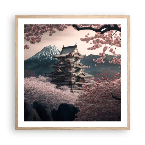 Poster în ramă de stejar deschis - Țara florilor de cireș - 60x60 cm