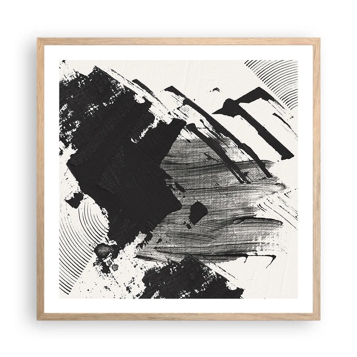 Poster în ramă de stejar deschis - Abstracție - expresie de negru - 60x60 cm