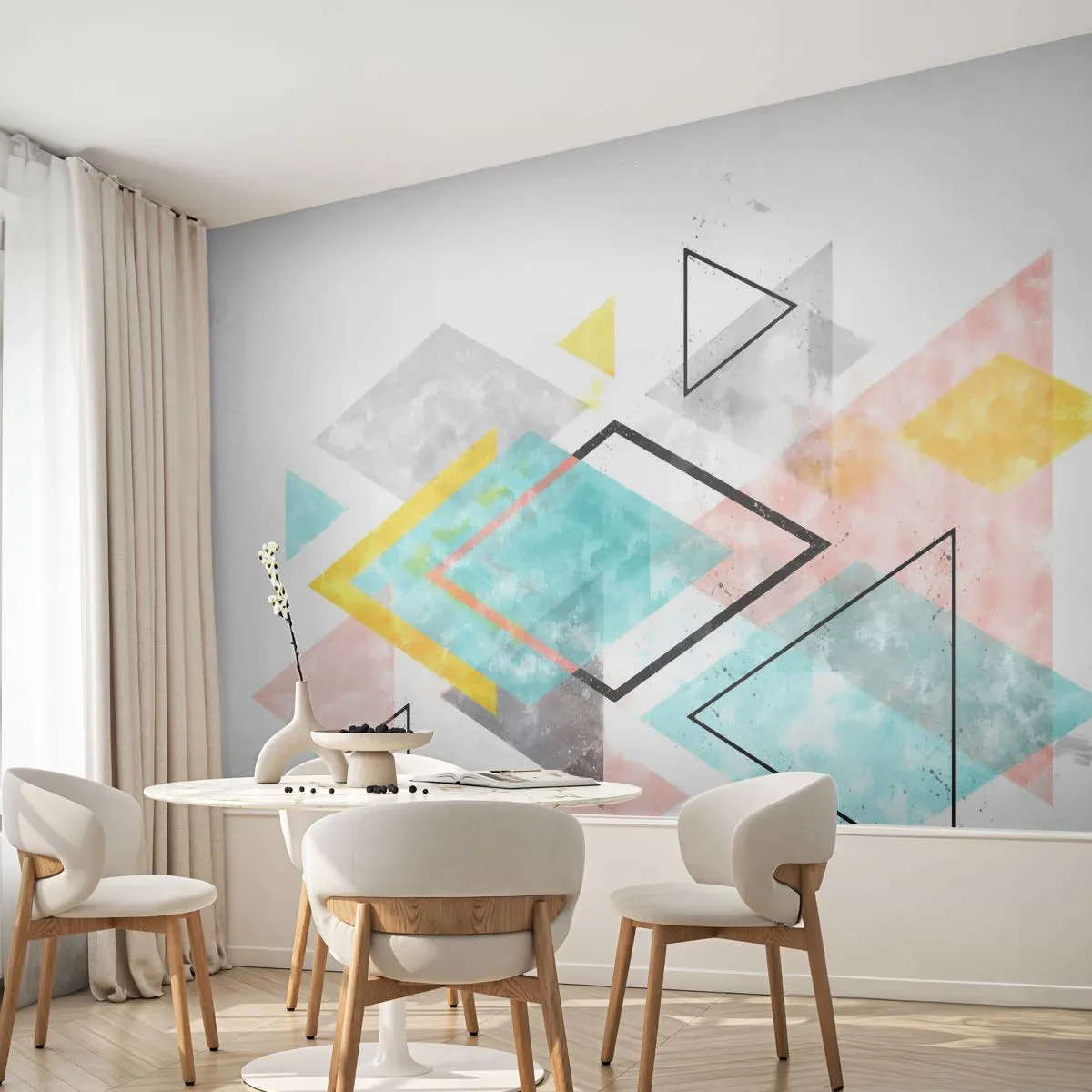Tapet Premium Sand - Joc geometric - Luminos, Triunghiuri, Minimalism - 100x70 cm