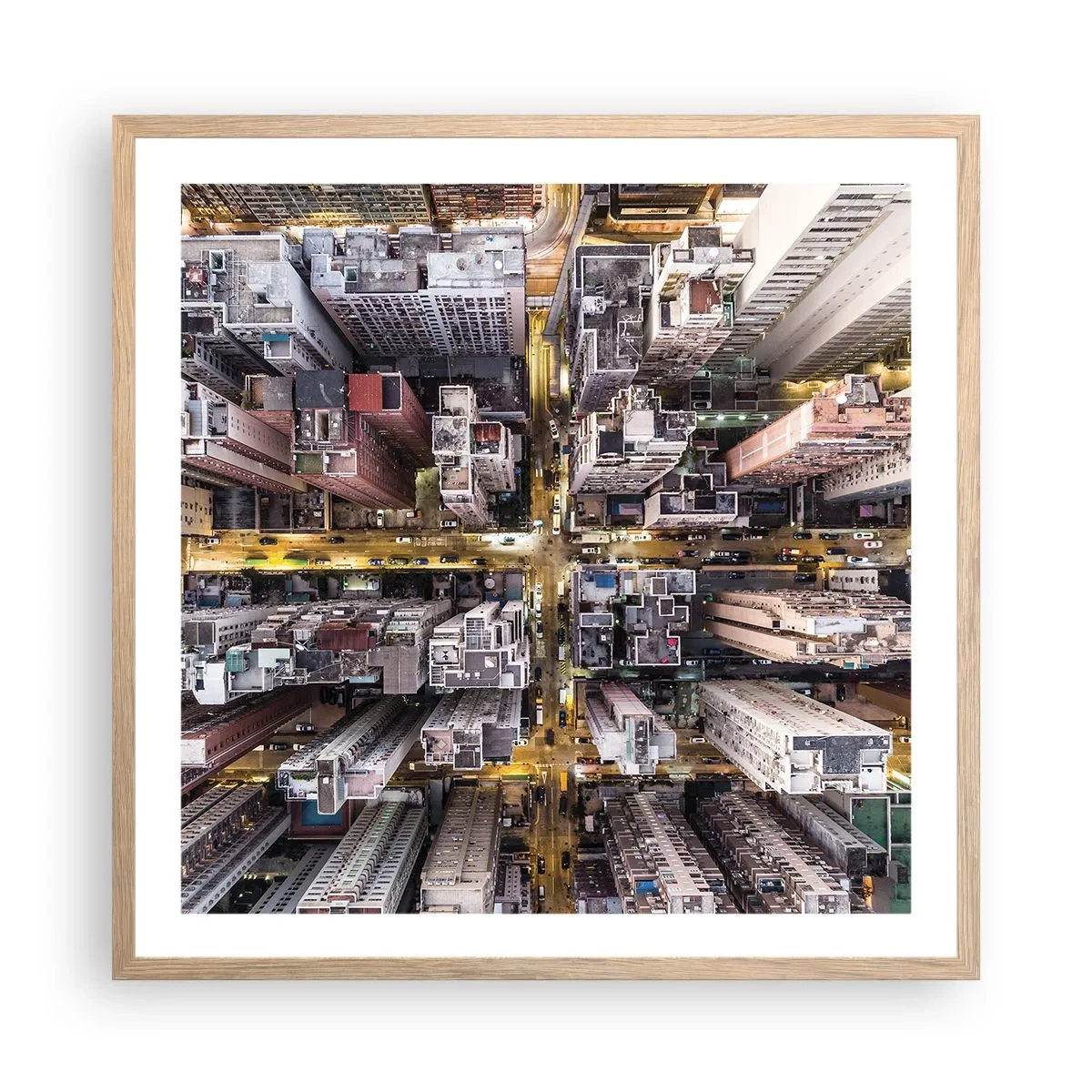 Poster în ramă de stejar deschis - Salutări din Hongkong - 60x60 cm