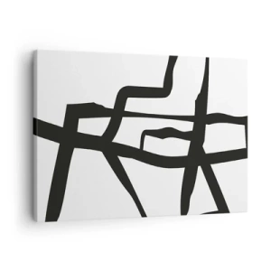 Tablou pe pânză Canvas - Model minimalist alb-negru cu linii geometrice - 70x50cm - Construcție în alb și negru - Decorațiune modernă pentru perete pentru living și dormitor ARTTOR