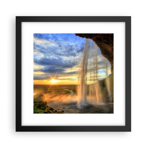 Poster în ramă neagră - Lumea din spatele vălului de picături - 30x30 cm