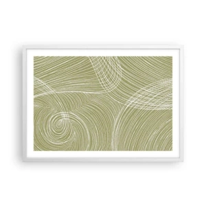 Poster în ramă albă - Abstracție complicată în alb - 70x50 cm
