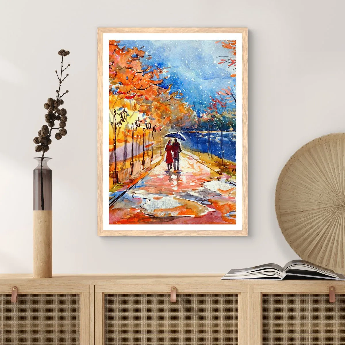 Poster în ramă de stejar deschis - Împreună până la limita de timp - 70x100 cm