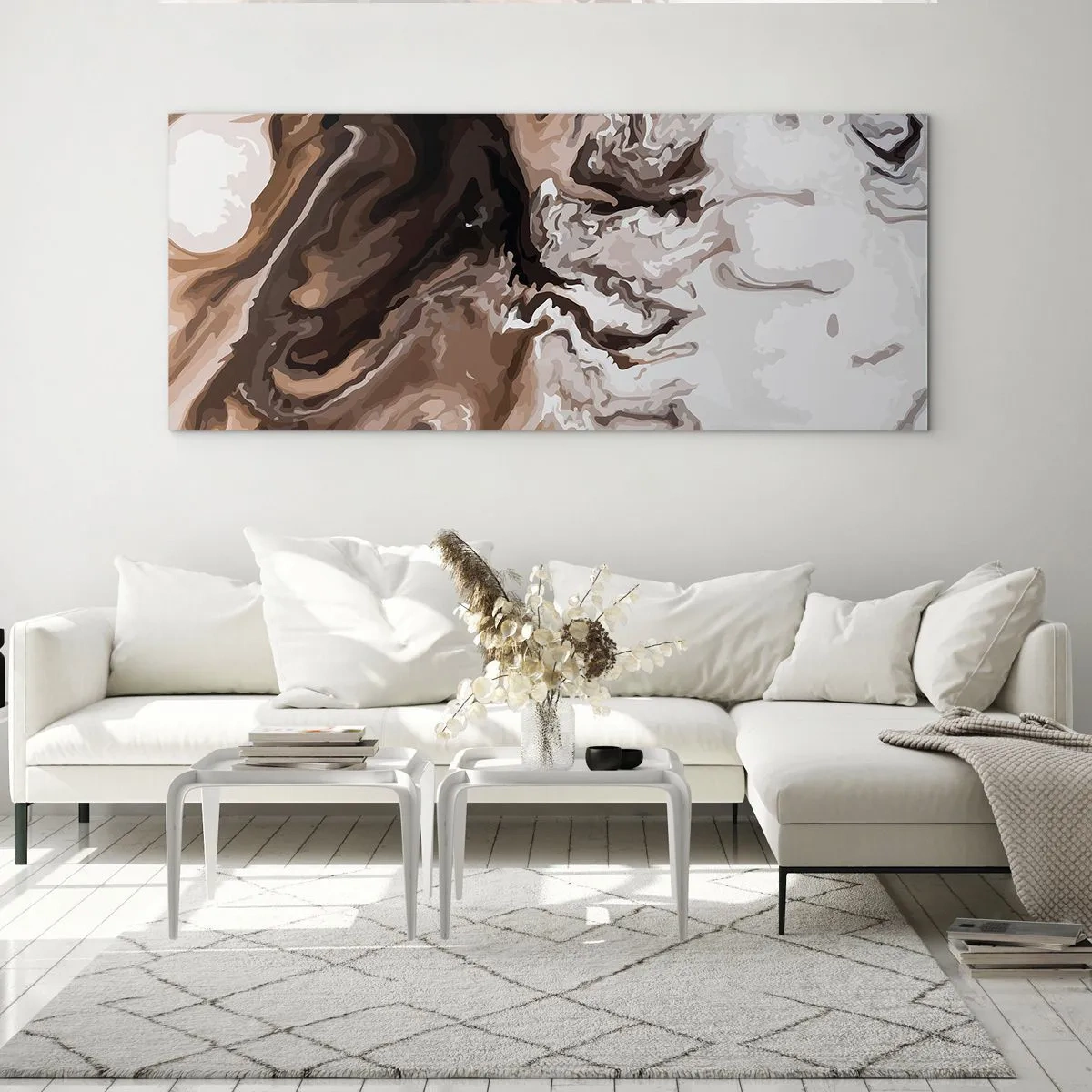 Tablou pe sticlă - Cadrilul culorilor - 90x30 cm