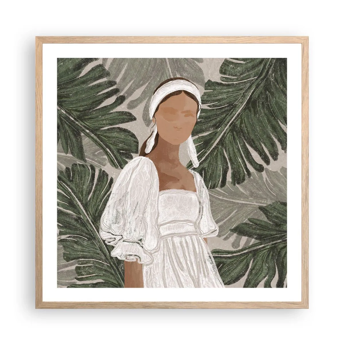 Poster în ramă de stejar deschis - Portret exotic - 60x60 cm