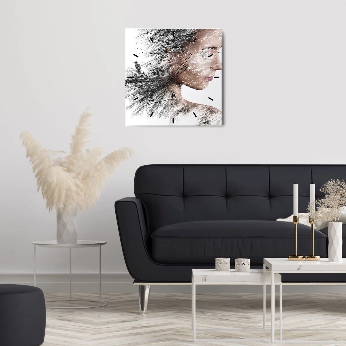 Ceas de perete - Ceas pe sticlă - Spiritul pădurii - 40x40 cm