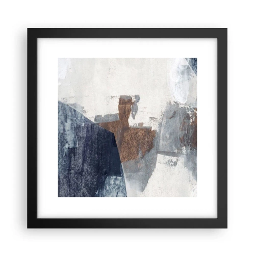 Poster în ramă neagră - Forme albastre-maronii - 30x30 cm