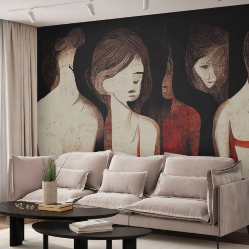 Tapet Premium Canvas - Madonele întunericului - femei, Bucată, Tristeţe - 150x105 cm