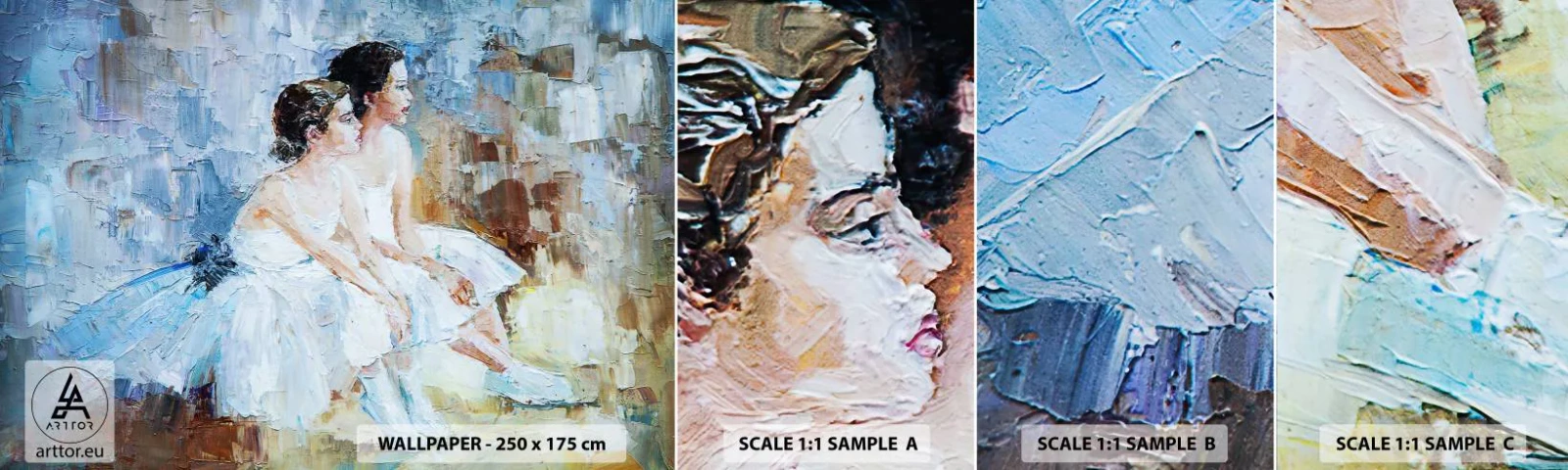 Mostră tapet autocolant Deluxe Sticker - Odihna lebedelor tinere - Balerină, Dans, Balet - 100x30 cm