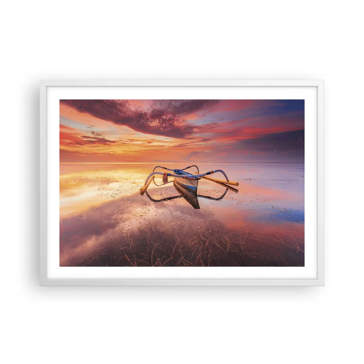 Poster în ramă albă - Liniștea unei seri tropicale - 70x50 cm