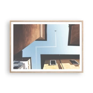 Poster în ramă de stejar deschis - Deasupra labirintului urban - 100x70 cm