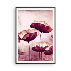 Poster în ramă neagră - Fulgi roșii și albi - 70x100 cm