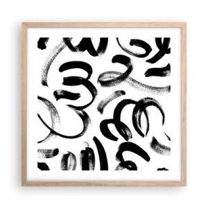 Poster în ramă de stejar deschis - Negru pe alb - 50x50 cm