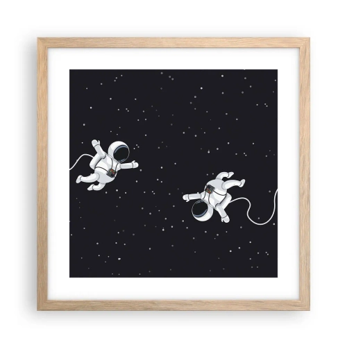 Poster în ramă de stejar deschis - Dansul spațial - 40x40 cm