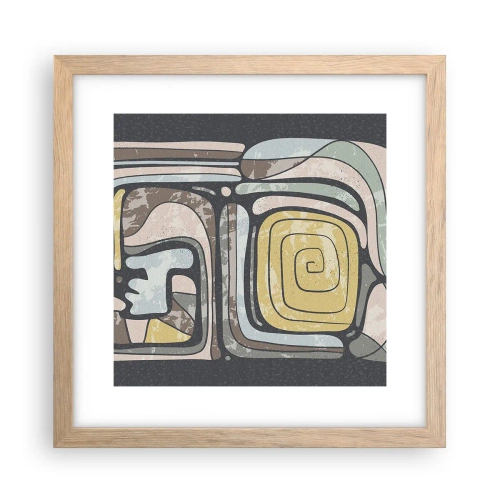 Poster în ramă de stejar deschis - Abstracție în spirit precolumbian - 30x30 cm