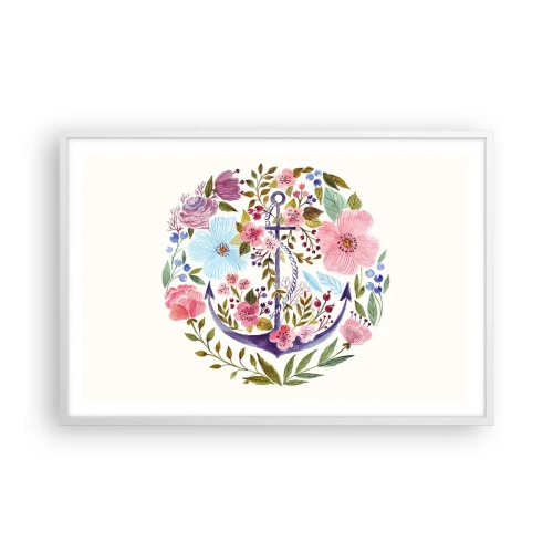 Poster în ramă albă - Somnul bun al marinarului - 91x61 cm