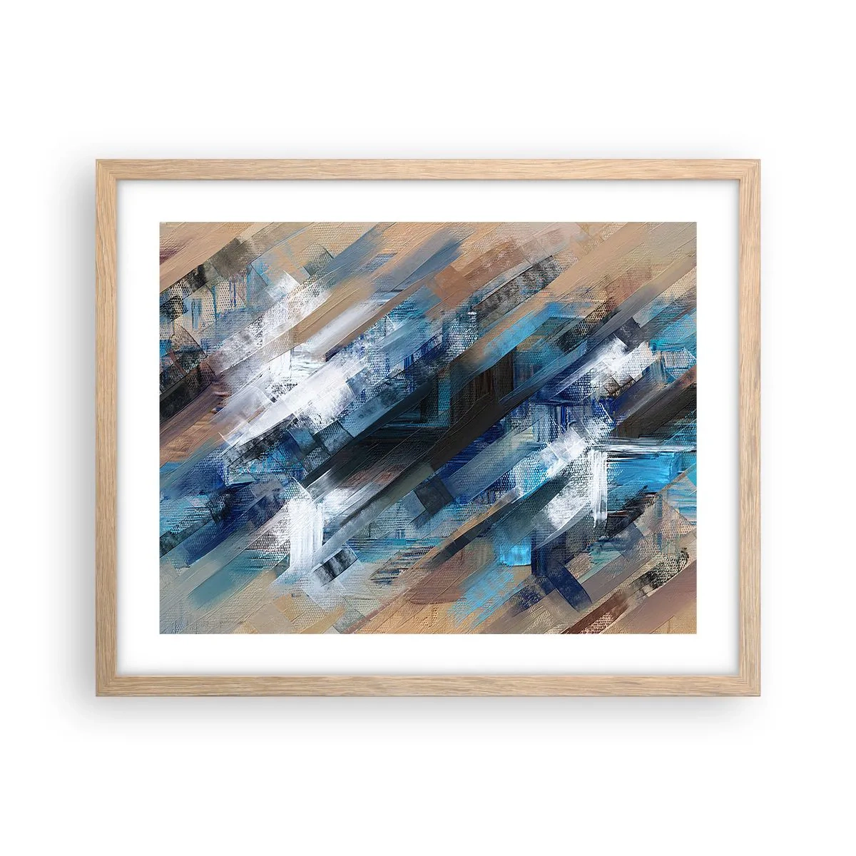 Poster în ramă de stejar deschis - Pe o pantă albastră - 50x40 cm